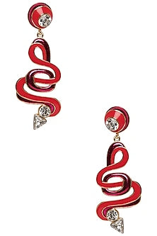 Squiggle Earrings with Gold Plating and Swarovski Crystals