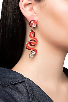 Squiggle Earrings with Gold Plating and Swarovski Crystals