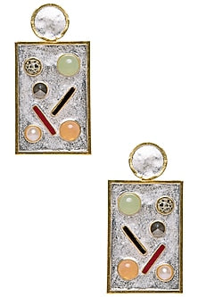 Gold Plated Perfume Bottle Earrings with Semi Precious Stones