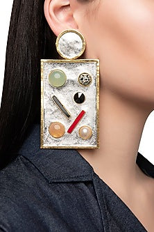 Gold Plated Perfume Bottle Earrings with Semi Precious Stones