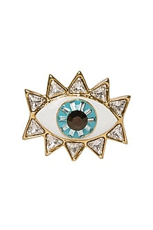 Glod Plated Evil Eye Ring with Swarovski Crystals