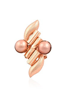 Gold Finish Double Copper Pearl Adjustable Middie Ring