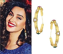 Gold Plated Multicolor Semi Precious Stone Hoop Earrings