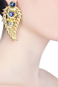 Gold and Rose Gold Finish Semi Precious Stone Paisley Earrings