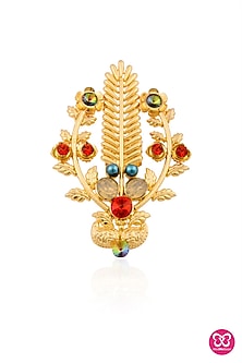 Gold finish multicolor semi precious stone ring