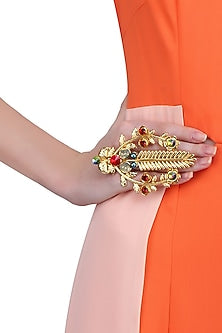 Gold finish multicolor semi precious stone ring