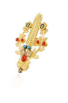 Gold finish multicolor semi precious stone ring