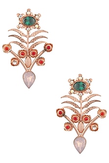 Rose Gold Plated Light Purple Stone Earrings