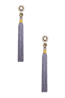 Steel Grey Silk Tassel Earrings