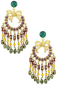 Gold Plated Multi Stone Bow Earrings