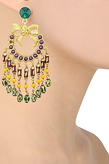 Gold Plated Multi Stone Bow Earrings