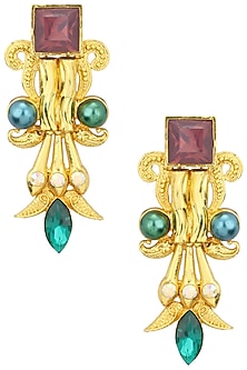 Gold Plated Rococo Pillar Earrings