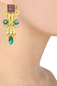 Gold Plated Rococo Pillar Earrings