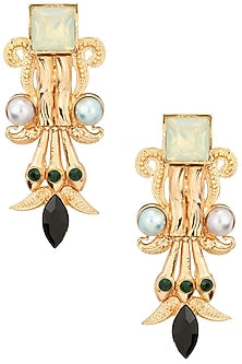 Gold Plated Iridescent Mint Pillar Earrings