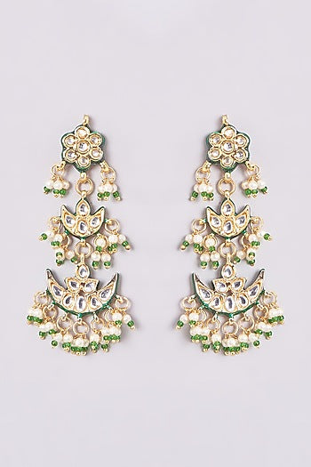 Gold Finish Kundan Polki & Pearl Necklace Set