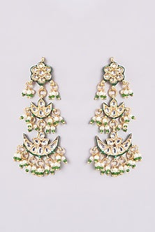 Gold Finish Kundan Polki & Pearl Necklace Set