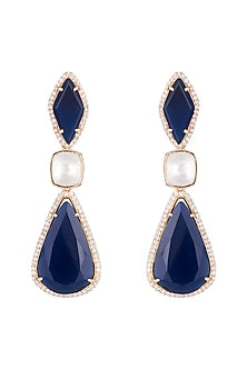 Gold Finish Zircon & Kundan Poki Longs Earrings
