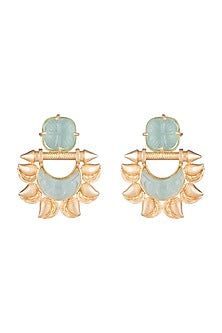 Gold Finish Turquoise Stone Earrings