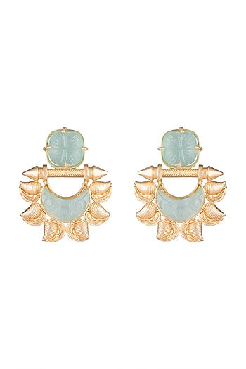 Gold Finish Turquoise Stone Earrings