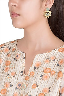 Gold Finish Turquoise Stone Earrings