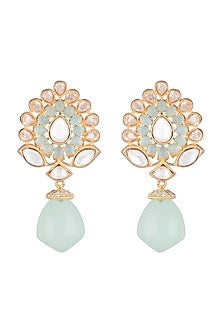 Gold Finish Zircon & Kundan Polki Earrings