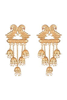 Gold Finish Faux Pearl Jhumka Earrings