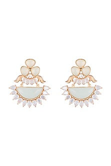 Gold Finish Kundan Polki & Zircon Earrings