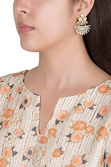 Gold Finish Kundan Polki & Zircon Earrings