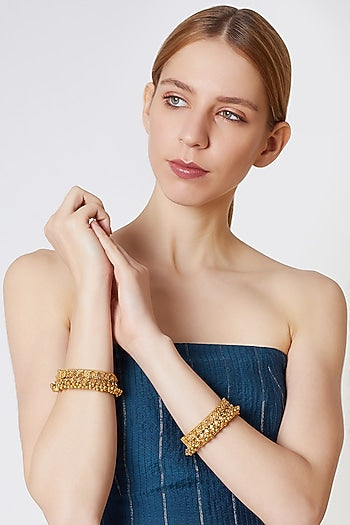 Gold Finish Openable Ghungroo Bangles (Set of 2)
