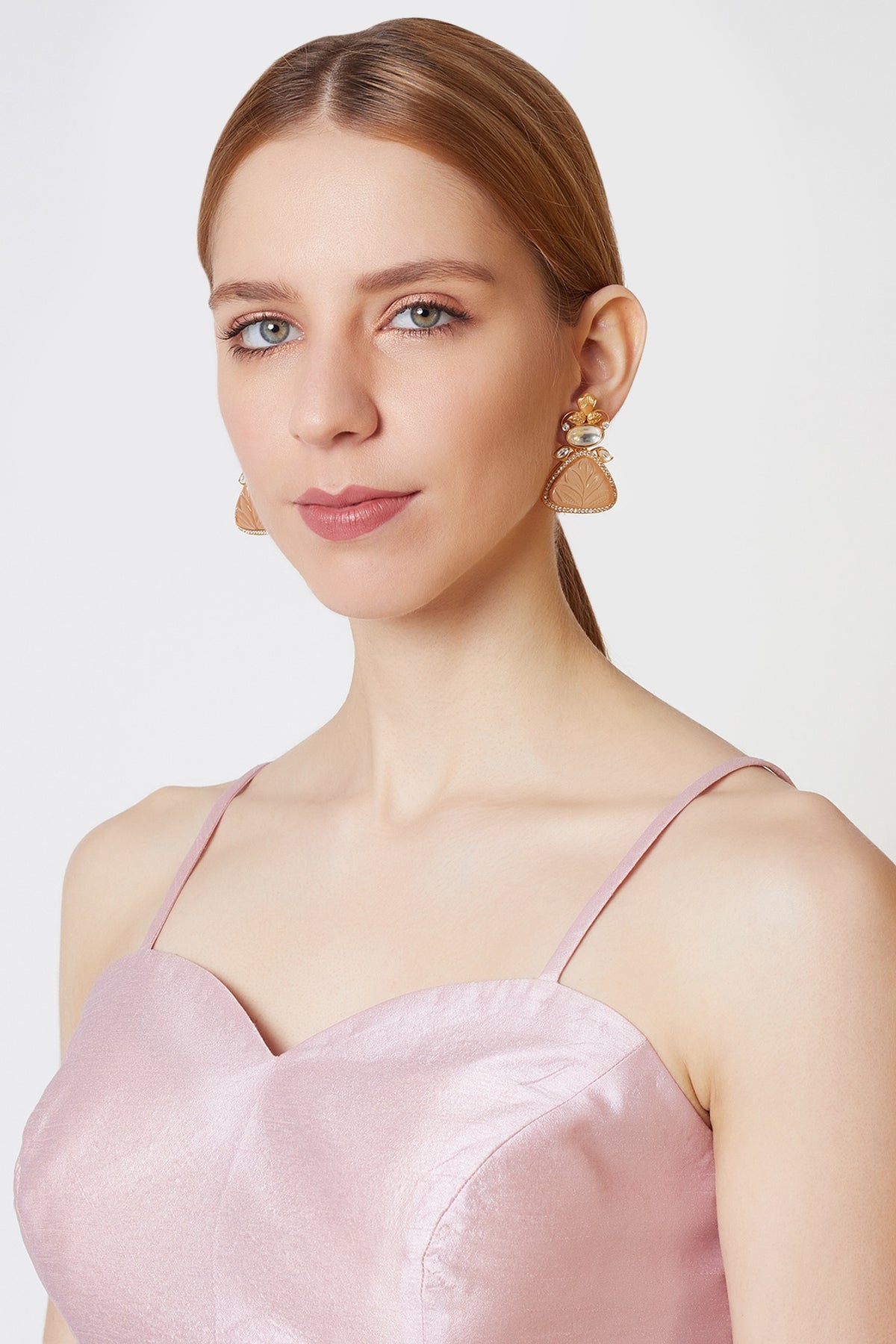 Gold Finish Kundan Polki & Zircon Earrings