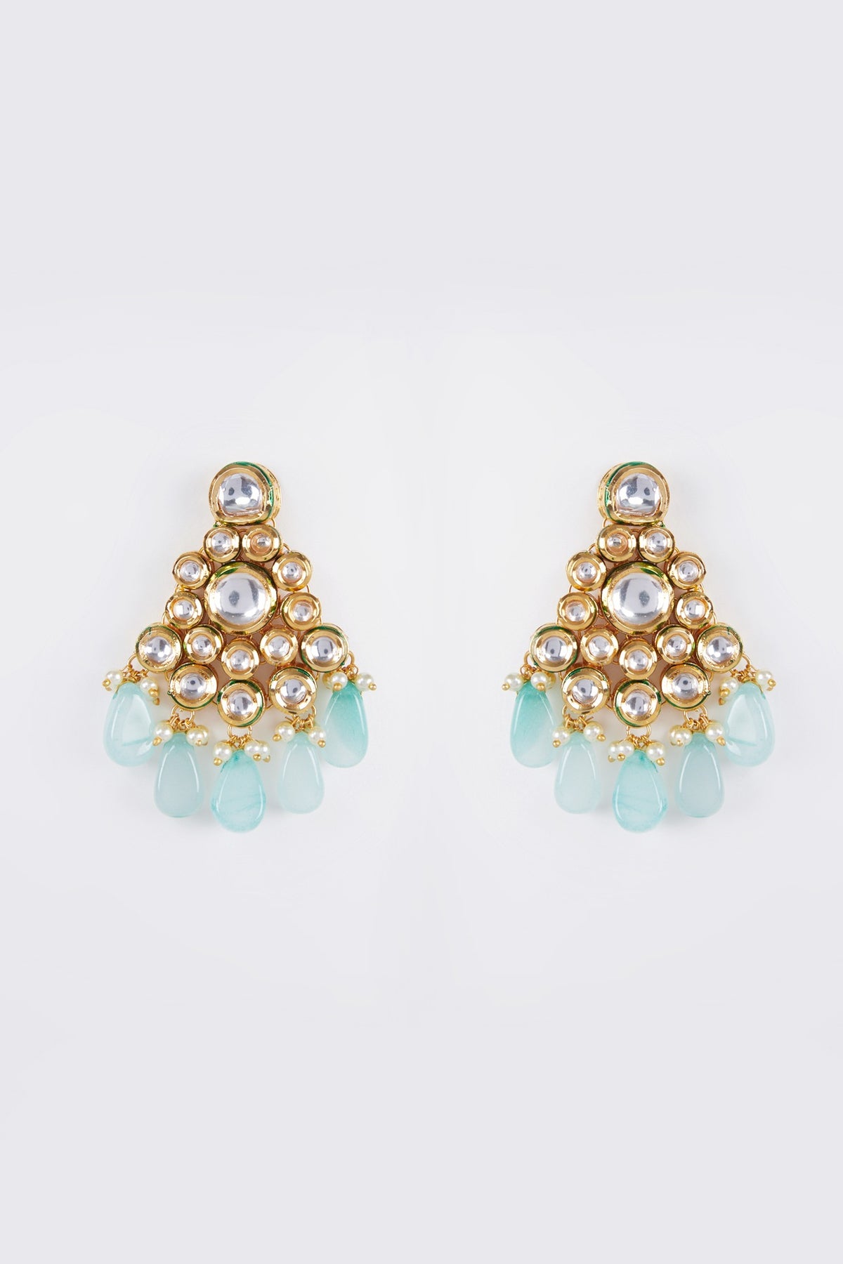 Gold Finish Kundan Polki Necklace Set