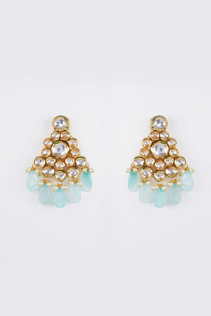 Gold Finish Kundan Polki Necklace Set
