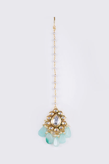 Gold Finish Kundan Polki Necklace Set
