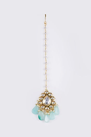 Gold Finish Kundan Polki Necklace Set