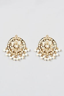 Gold Finish Beaded Stud Earrings