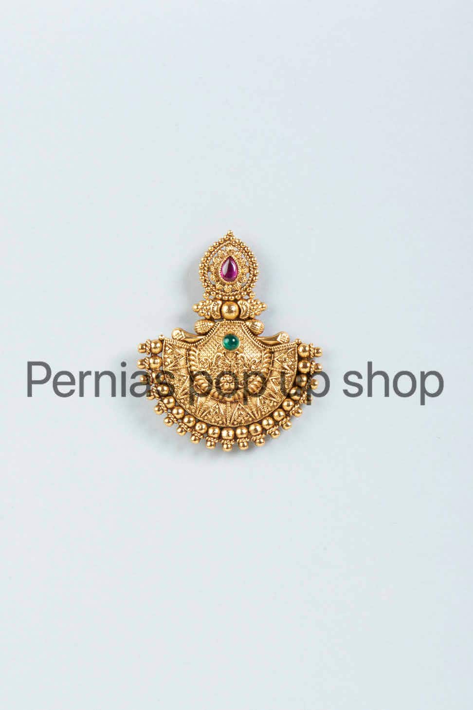Gold Finish Red & Green Synthetic Stone Dangler Earrings