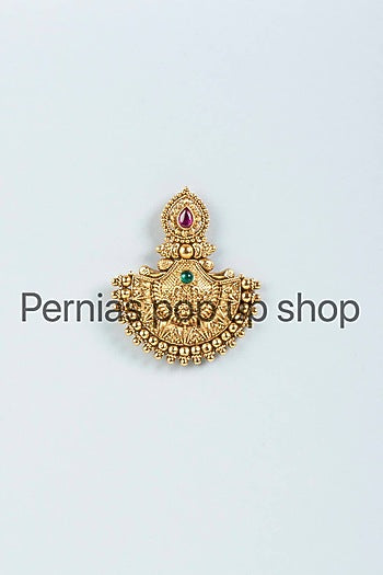 Gold Finish Red & Green Synthetic Stone Dangler Earrings