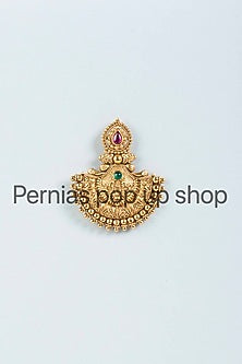 Gold Finish Red & Green Synthetic Stone Dangler Earrings