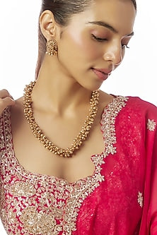 Gold Finish Temple Mala Set