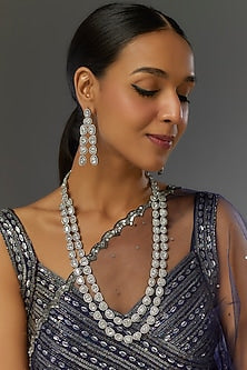 Two Tone Finish Kundan Polki Layered Necklace Set