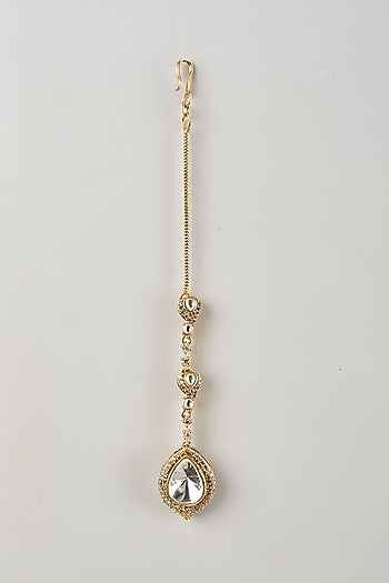 White Finish Kundan Polki Maangtikka