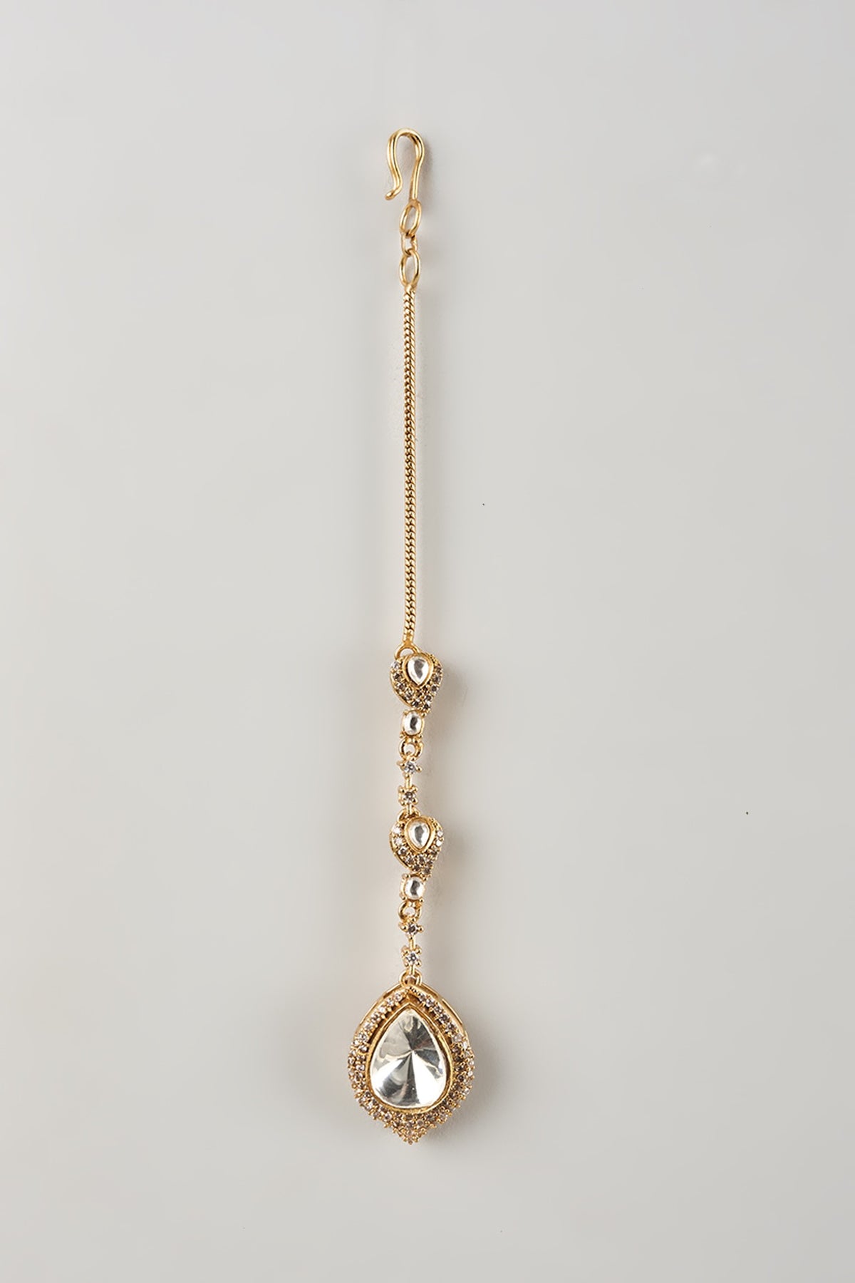 White Finish Kundan Polki Maangtikka
