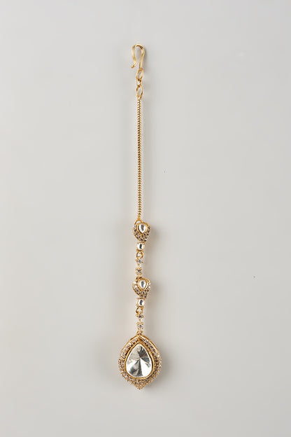 White Finish Kundan Polki Maangtikka
