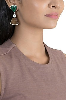 Black Rhodium Finish Zircon & Kundan Polki Earrings