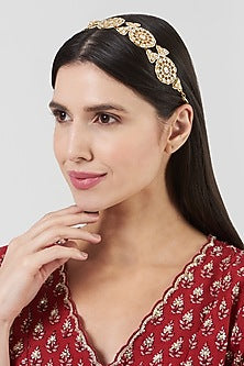 Gold Finish Pachi Kundan Polki Sheeshphool