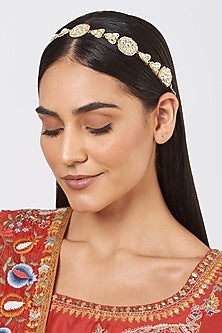 Gold Finish Pachi Kundan Polki Sheeshphool