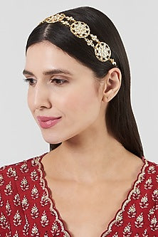 Gold Finish Pachi Kundan Polki Sheeshphool