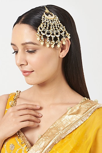 Gold Finish Kundan Polki & Pearl Pasa