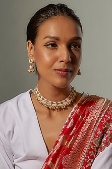 Gold Finish Multi-Colored Stone Temple Mala Set