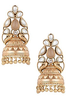 Gold Finish Kundan Bird Earrings